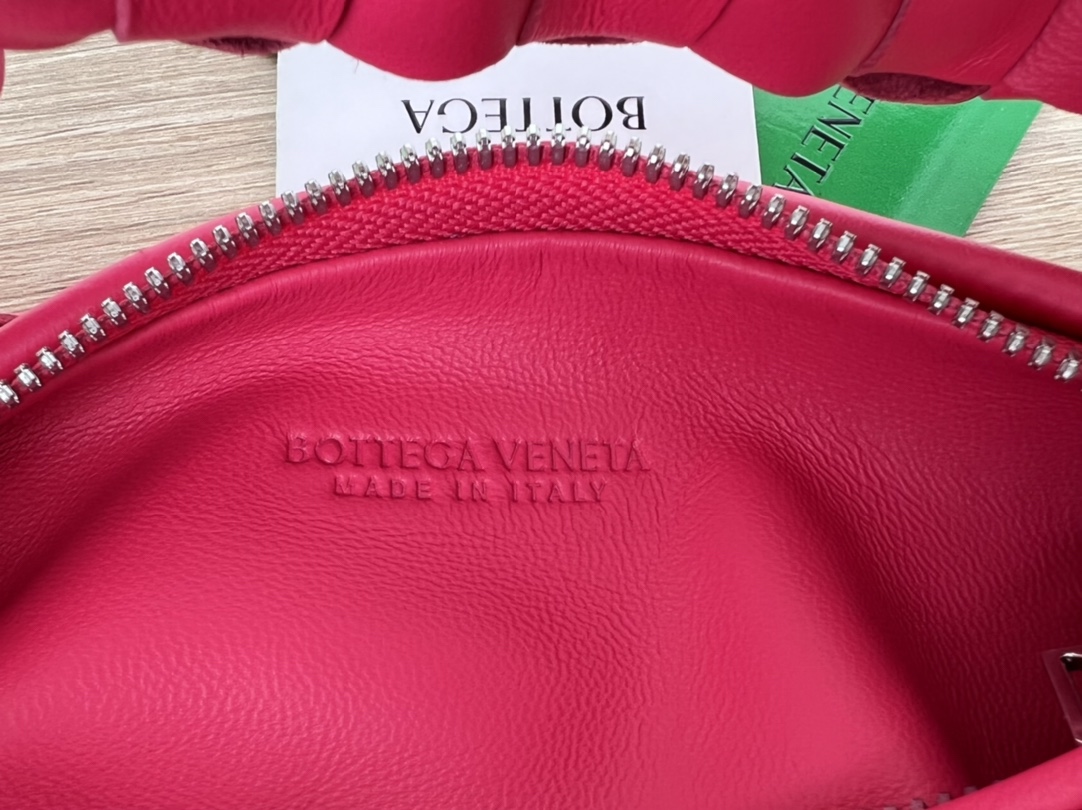 Small Jodie Intrecciato Leather Shoulder Bag Rose Red